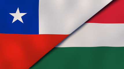 Obraz premium The flags of Chile and Hungary. News, reportage, business background. 3d illustration