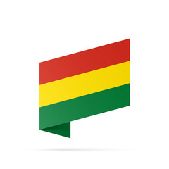 Bolivia flag state symbol isolated on background national banner. Greeting card National Independence Day of the Plurinational State of Bolivia. Illustration banner with realistic state flag.