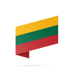 Lithuania flag state symbol isolated on background national banner. Greeting card National Independence Day of the Republic of Lithuania. Illustration banner with realistic state flag.