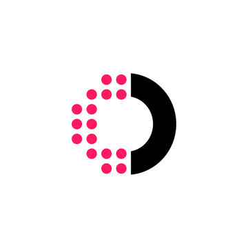 Red Dots Geometric Vector Logo Letter O