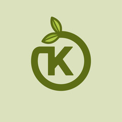 Round Vector Plant Letter Design K