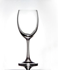 empty wine glass on white