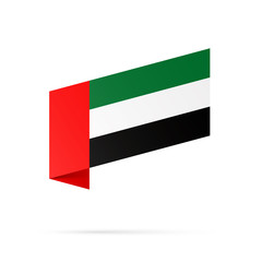 United Arab Emirates flag state symbol isolated on background national banner. Greeting card National Day spirit of the union United Arab Emirates. Illustration banner with realistic state flag of UAE