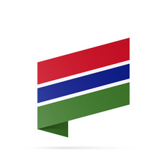 Gambia flag state symbol isolated on background national banner. Greeting card National Independence Day of the Republic of The Gambia. Illustration banner with realistic state flag.