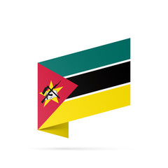 Mozambique flag state symbol isolated on background national banner. Greeting card National Independence Day of the Republic of Mozambique. Illustration banner with realistic state flag.
