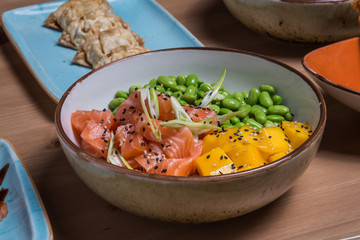 Poke bowl with salmon
