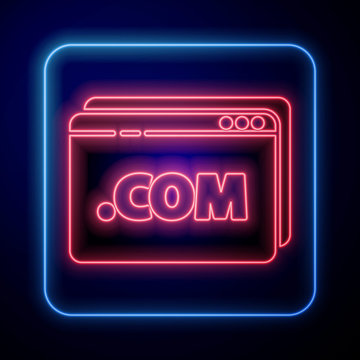 Glowing neon Website template icon isolated on blue background. Internet communication protocol. Vector Illustration