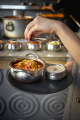 Biryani rice served with yogurt - traditional Indian food