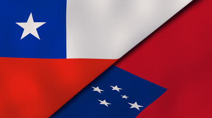 The flags of Chile and Samoa. News, reportage, business background. 3d illustration