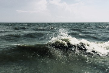 waves crashing on the beach