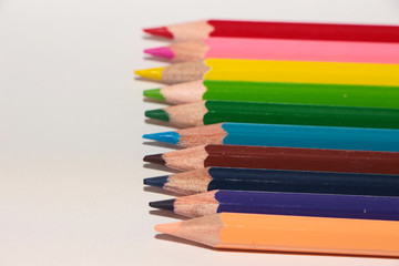 color pencils on white background