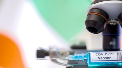 The Covid-19 vaccine for coronavirus inside the syringe