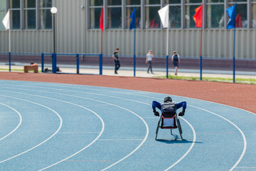 Competitions of the disabled at the stadium. Para athlete. 