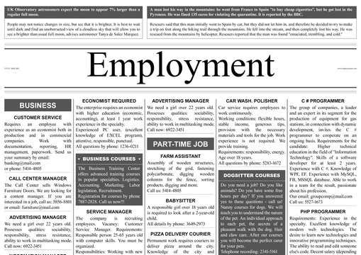 Job search concept. Newspaper full of advertisements