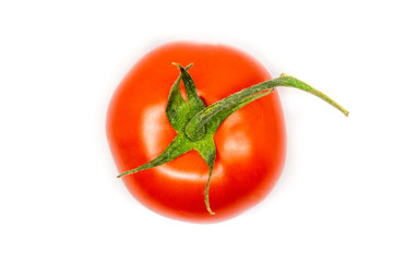 one bright tomato above isolate on white background