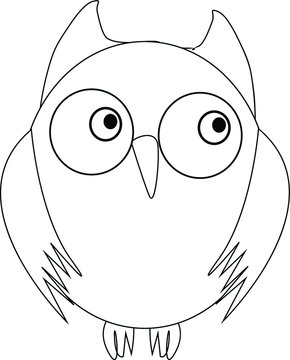 outline drawing of an owl without color