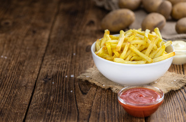Homemade French Fries (close-up shot; selective focus)