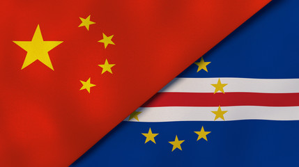 The flags of China and Cape Verde. News, reportage, business background. 3d illustration