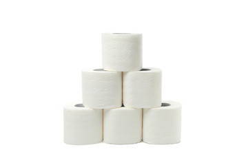 Group of toilet paper isolated on white background