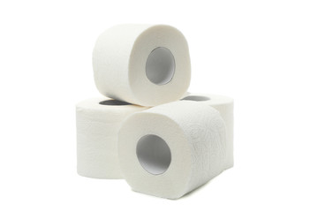 Group of toilet paper isolated on white background