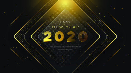 Happy New Year Background With With Luxury Gold Text Composition. Vector