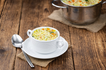 Fresh made Alphabet Soup (selective focus)