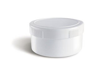 Medical cream container on white background