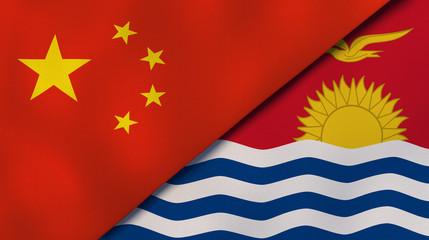 The flags of China and Kiribati. News, reportage, business background. 3d illustration