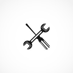 service icon. repair icon. wrench with screwdriver isolated vector element