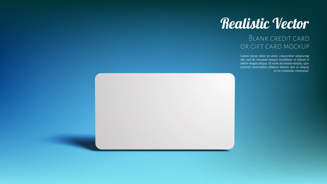 Blank Mockup Bank or Gift Card on a Studio Blue Background. Layered Template for Design. Ready to Use in Your Showcase.