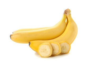 Banana cluster isolated on white background. Fresh fruit