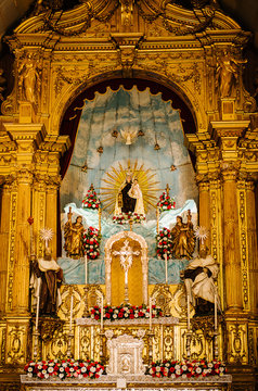 Interior of the famous church of Our Lord of Bonfm, Salvador, Brazil, South America 