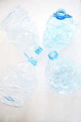 Crumpled plastic bottles of mineral water. Plastic waste