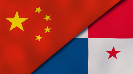 The flags of China and Panama. News, reportage, business background. 3d illustration