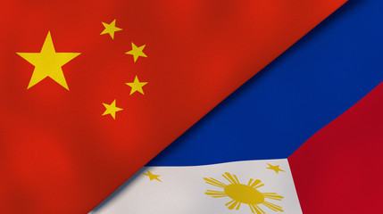 The flags of China and Philippines. News, reportage, business background. 3d illustration