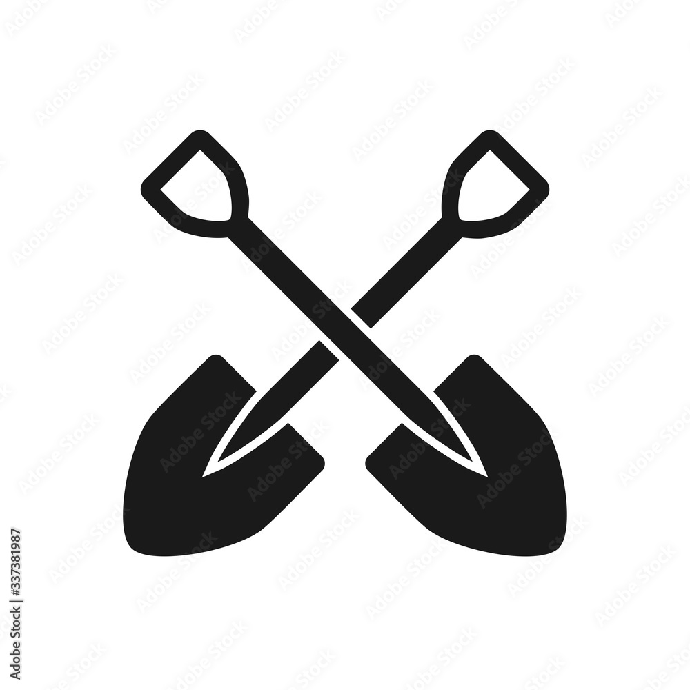 Sticker crossing shovel icon vector logo template - Stickers