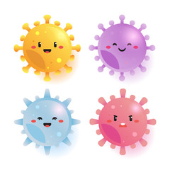Cute Coronavirus Characters. modern flat style cartoon character illustration
