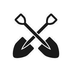 crossing shovel icon vector logo template