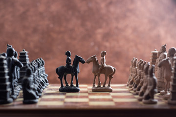 chess game, horses face to face