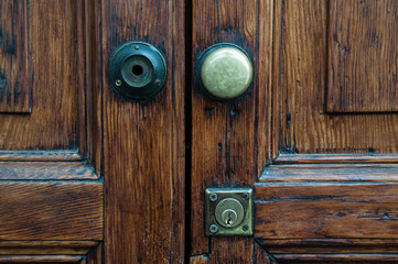 Old wooden door with door knob