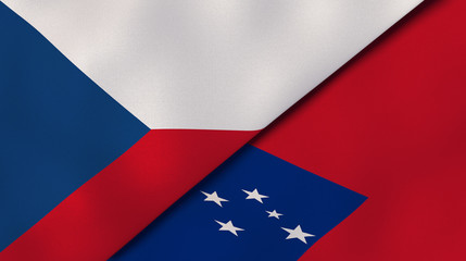 The flags of Czech Republic and Samoa. News, reportage, business background. 3d illustration