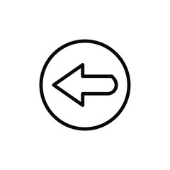 Left Arrow Icon , Best Logo Template Design Simple Clean Media Circle Emblem Isolated Illustration , Outline Solid Background White
