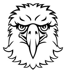 An eagle animal mascot cartoon character face from the front