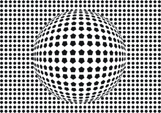 Vector illustration of a distorted surface. 2D pattern with fisheye 3D effect