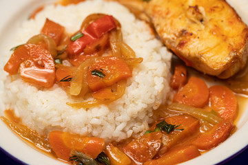 Salmon with Rice and Vegetable