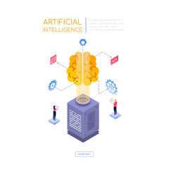 Artificial intelligence - modern isometric vector web banner