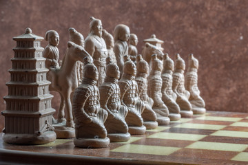 chess game, white pieces ready to start