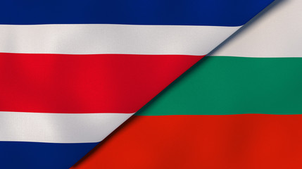 Fototapeta premium The flags of Costa Rica and Bulgaria. News, reportage, business background. 3d illustration