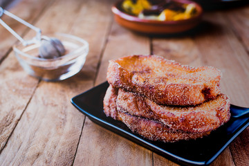 Typical Easter dish made with fried meringue milk pudding.