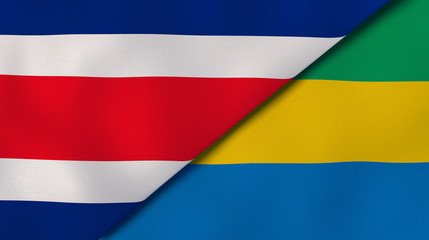 Fototapeta premium The flags of Costa Rica and Gabon. News, reportage, business background. 3d illustration